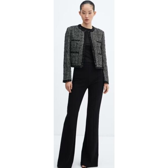 Mango Black White Tweed Jacket NWT Sz. S - Picture 1 of 8